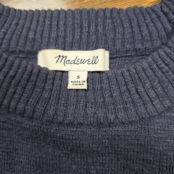 MADEWELL Womens S Striped Telluride Pullover Sweater - Quarter Sleeve Crop Fit - Picture 3 of 7